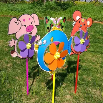 

New 3d Cartoon Windmill Animal Insect Windmill Kindergarten Activity Gift Handmade Garden Decoration Yard Decoration