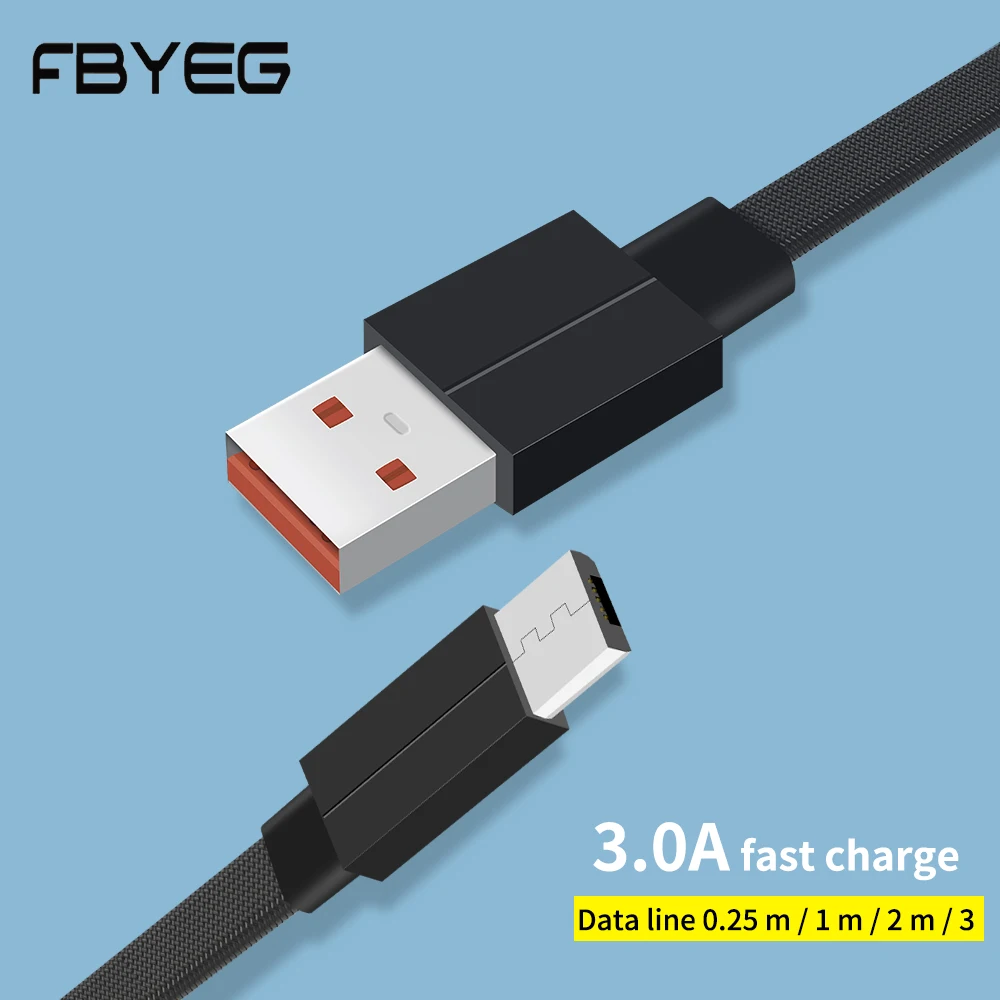 FBYEG Micro USB кабель 3.0A Быстрая зарядка для передачи данных huawei зарядного устройства