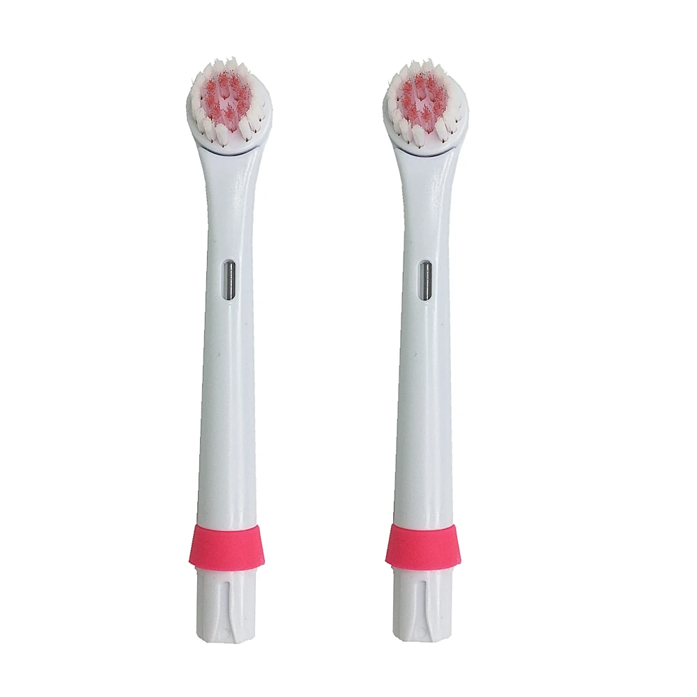 2PCs Electric Toothbrush Heads 2 Soft Bristles Neutral Package Best Rotation Type Electric Tooth Brush Head random color - Color: Pink 2pcs