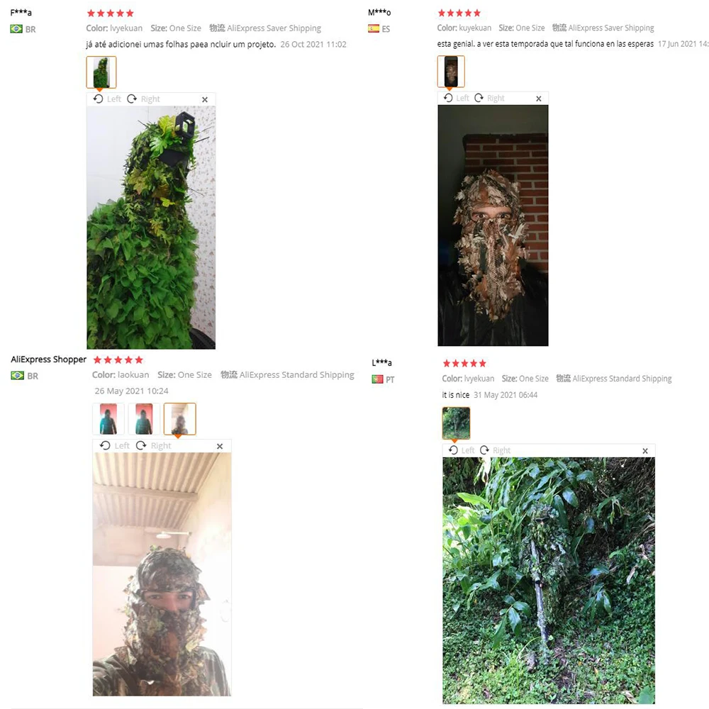 Masque visage camouflage 3D feuille d'érable ghillie pour pêche chasse accessoire tête discrétion complète