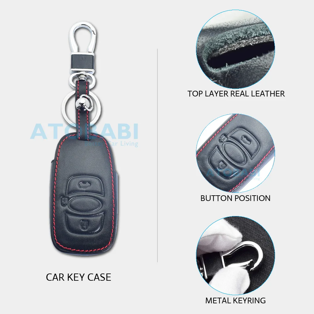 Leather Car Key Cover Remote Fob Shell Protector Case Auto