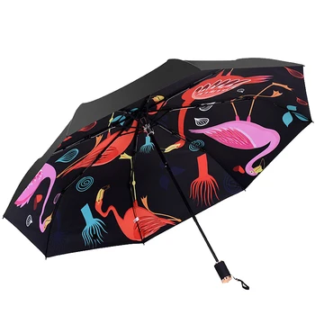 

AntiUV Parasol Female Folding Umbrellas Original Painting Umbrella Rain Flamingos Sun Umbrella Lady Paraguas Guarda Chuva W