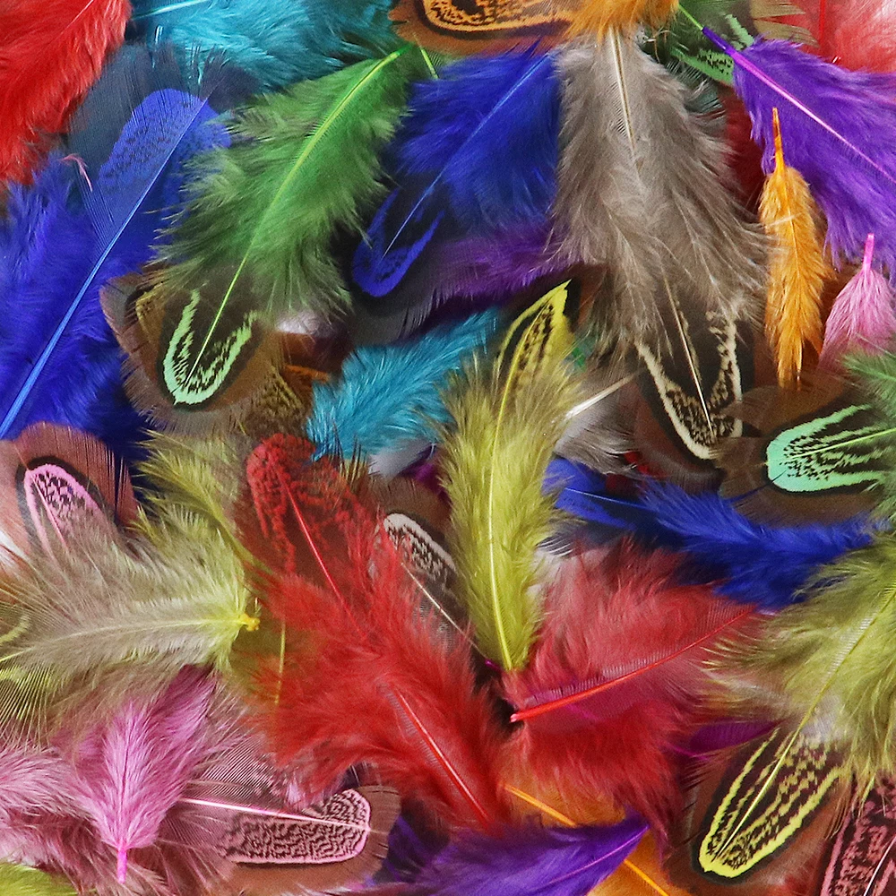 Mixed Color Feathers Pheasant Feathers Craft Feathers Natural Feathers 3-8CM Multicolor Natural Pheasant Feathers For Crafts Decoration Jewelry Making Carnival Accessories Small Plumes 100 Pcs