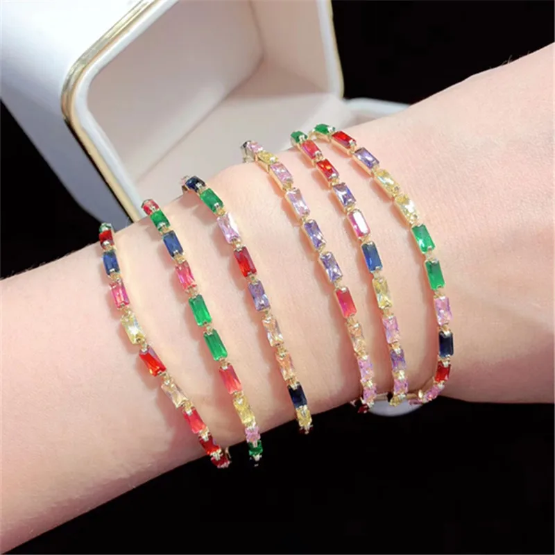 10 шт./лот красивый латунный браслет с красочными Фианитами, регулируемый браслет, модные ювелирные изделия