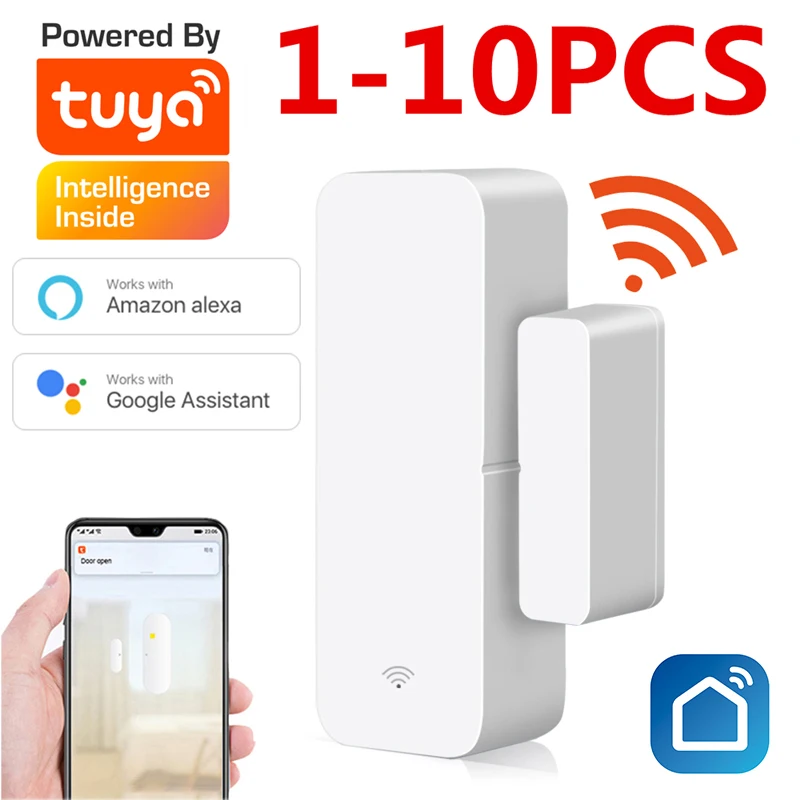 Sensor de puerta inteligente con WiFi para el hogar, detector de apertura/cierre de puertas con aplicación Smartlife, compatible con Alexa y Google Home, de 1 a 10 Uds.