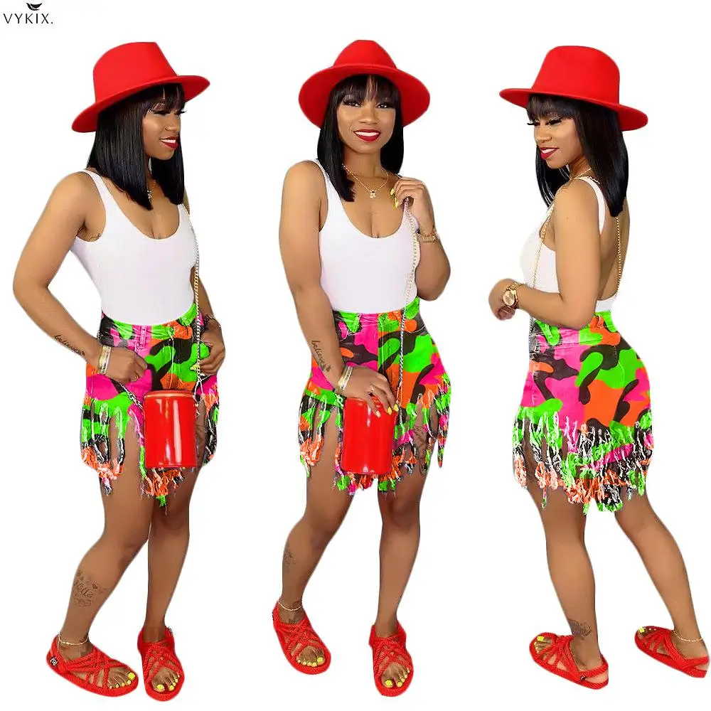 

Womens Clothing Tassel Hem Sanding High Waist Short Jeans Active Clubwear High Waist Denim Shorts Vintage Streetwear Short Pants