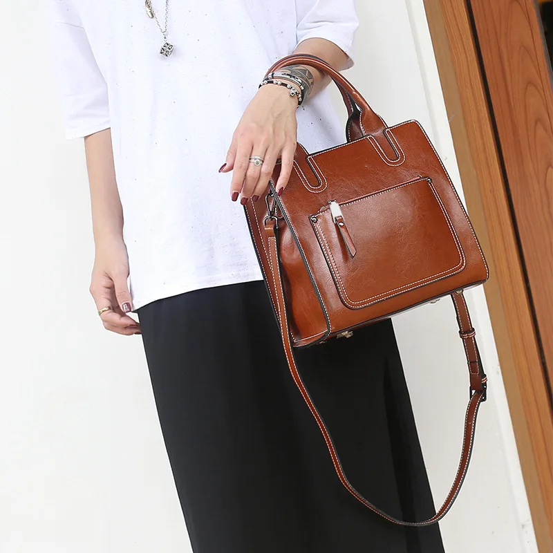 

Bag Women's 2019 New Style Fashion WOMEN'S Leather Bags Vintage Cowhide Large Capacity Shoulder Women's Handbag