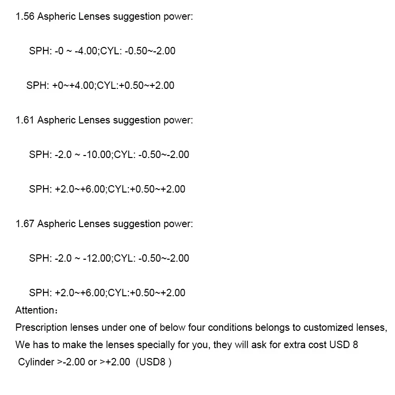 Prescription Glasses Lenses Optical Lenses Prescription Lenses 1.56 1.61 1.67 Aspherical Prescription Glasses Women Men's Myopia Driving Anti Blue Light