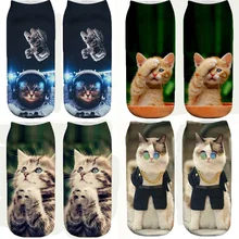 3D Трехмерная печать животных, котов, носки Забавные милые модные смешные носки Харадзюку, рисунок кота, различные выразительные носки