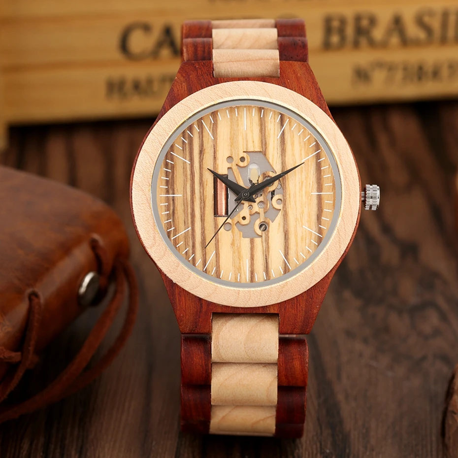 Минималистичные полностью деревянные часы мужские часы из бамбукового дерева модный Циферблат Аналоговые деревянные Регулируемые часы-браслет кварцевые наручные часы для мужчин