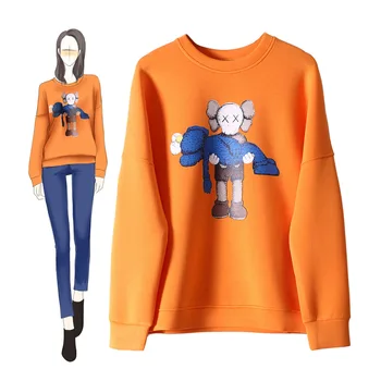 

Women Plush Cute Bear Print Hoodie Long Sleeve Hoody Female Sweatshirts Oversized Lovely Cotton Streetwear Top Fall Clothes