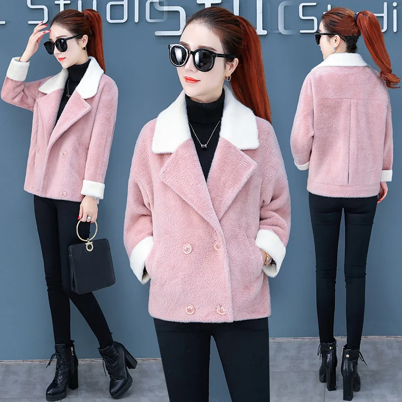 

Late Autumn WOMEN'S Dress 2019 New Style Autumn And Winter Short-height Gold Mink Cashmere Coat Versatile INS Loose Tops Fashion