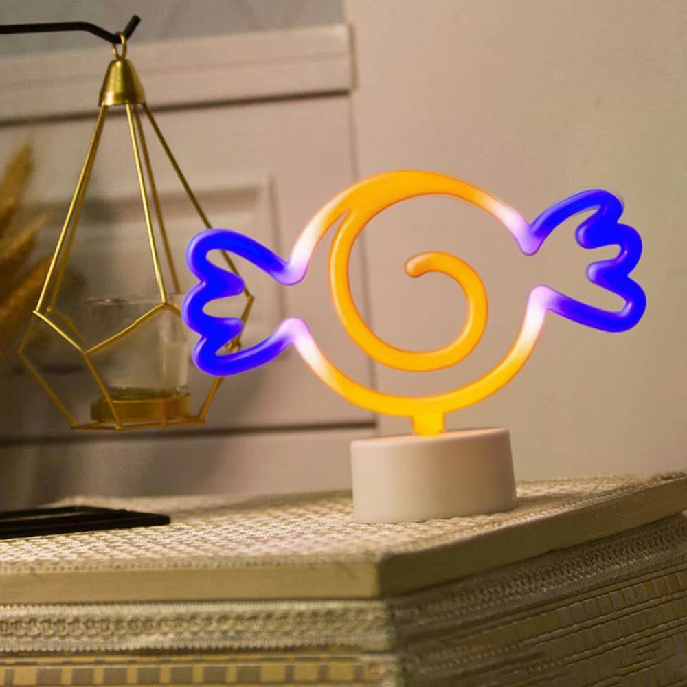 Led Neon Sign Light Colorful Halloween Bat Candy Neon Lamp Holiday Xmas Party Wedding Decor Kids Room Decoration Night Lamp 2