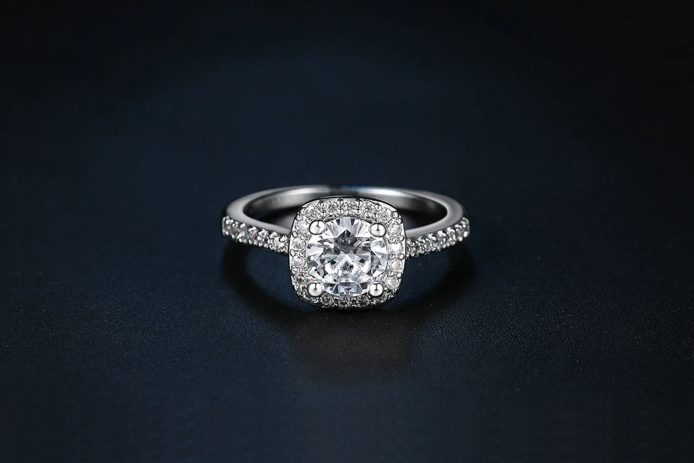 Серебряное изысканное модное квадратное кольцо для свадьбы и помолвки, изготовленное из AAA+ кубического циркония, ювелирное изделие DWR531