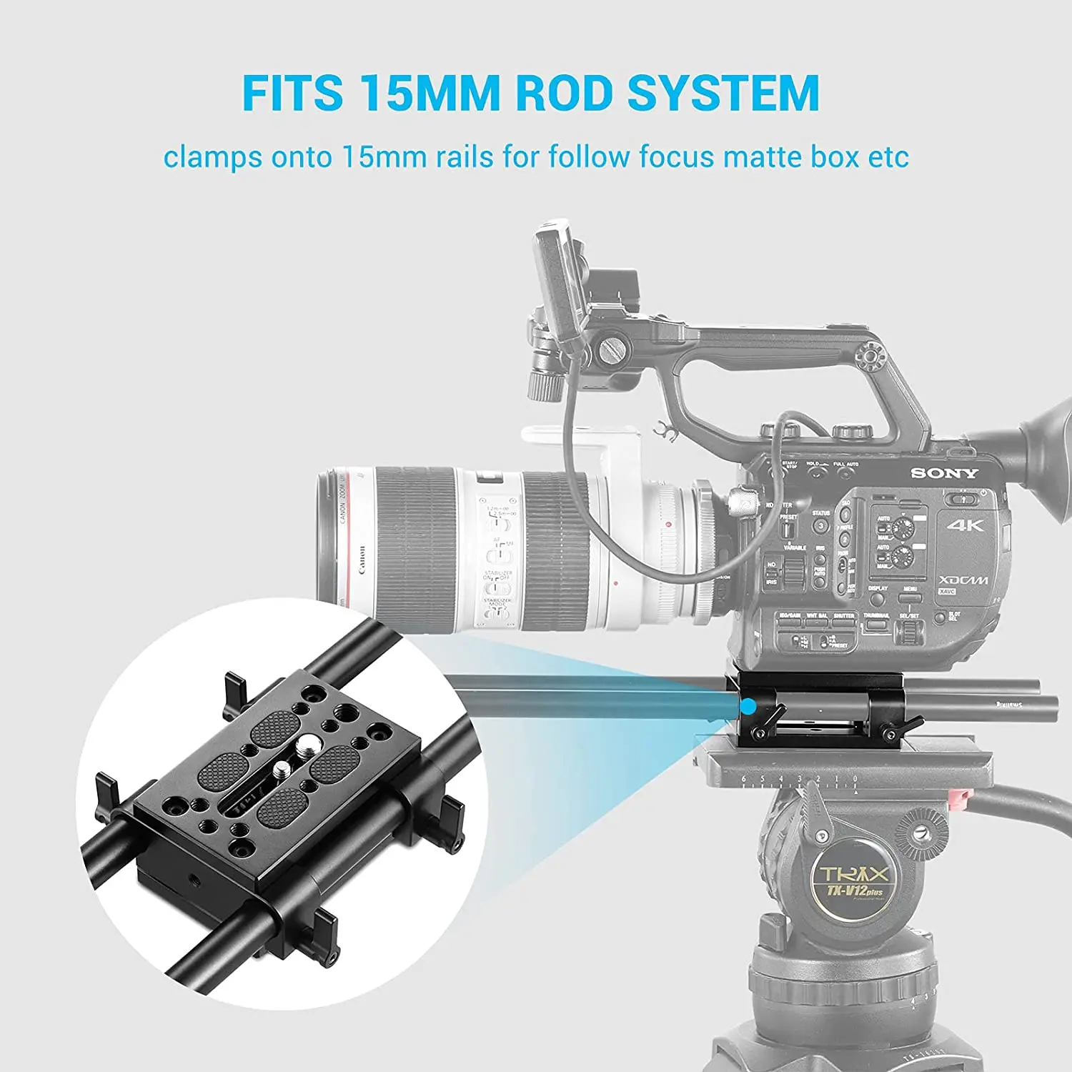 SmallRig 카메라 마운팅 플레이트 삼각대 모노포드 마운팅 플레이트, 로드 지지대용 15mm 로드 클램프 레일블록, Dslr 리그 케이지-1798