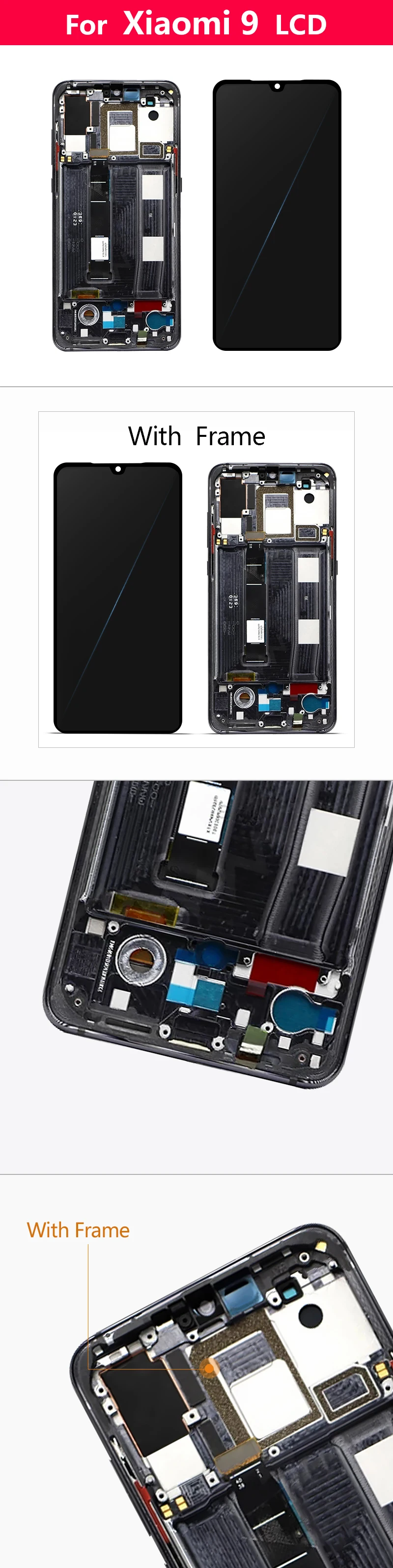 6,3" супер AMOLED для Xiaomi Mi 9 ЖК-дисплей Sreen сенсорный дигитайзер Запасные части для сборки с рамкой 1080*2340