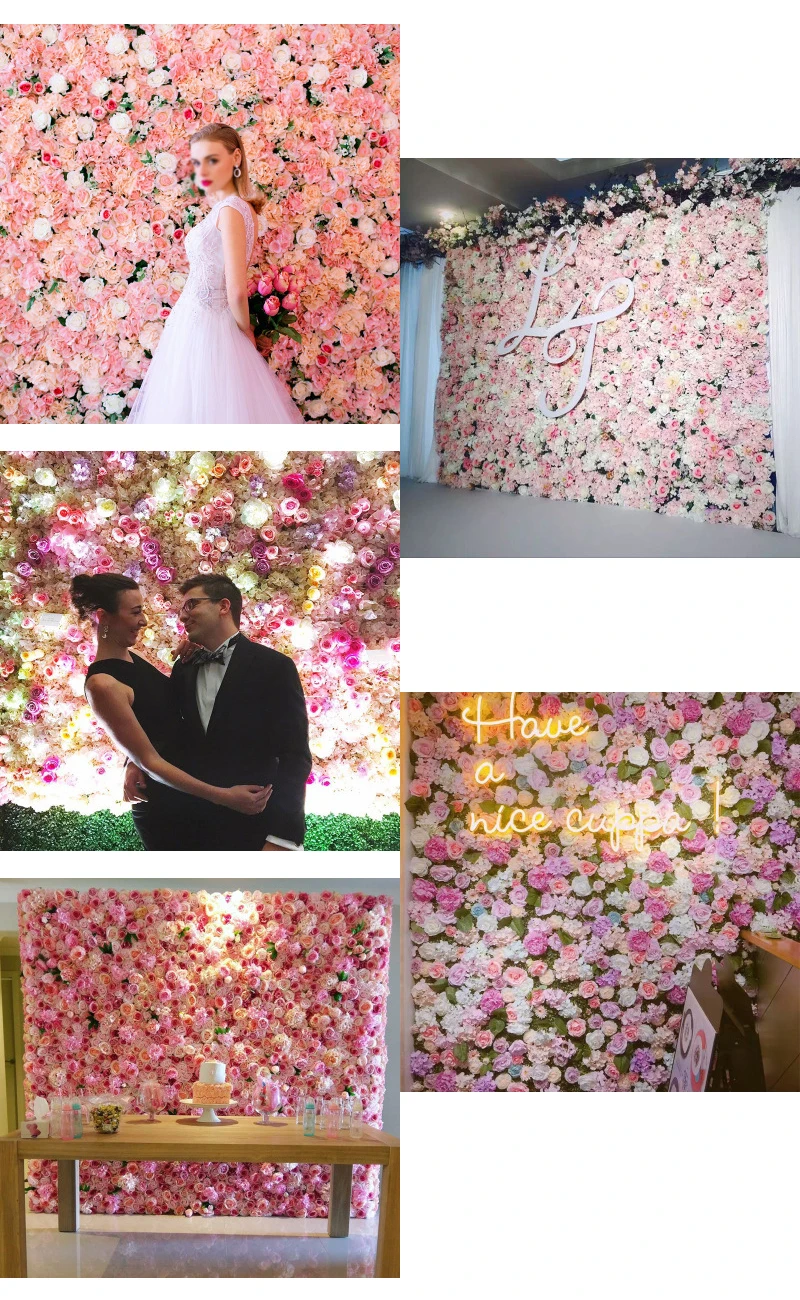 JAROWN 2M by 2M Gradient Colorful Artificial Fake Flower Wall Wedding Background Decoration Large Event Ornament Home Decor Flores (21)