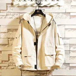 Японский стиль большой карман пальто корейской версии чистого цвета мужские свободные куртки повседневная свободная хлопковая