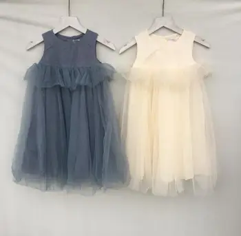 

2019 Summer Solid Mesh Vest Dresses, Princess Girls Sweet Clothing 5 pcs/lot,Wholesale