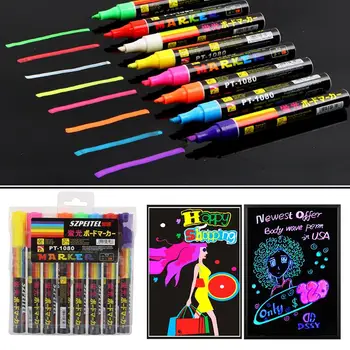 

Blackboard Liquid Chalk Colorful 8Pcs/Box Erasable Fluorescent School Highlighter Oblique Tip Electronic Pens Marker Pens
