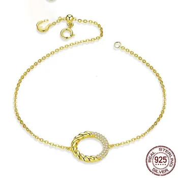 

Silver 925 Jewelry Gold Color Fashion Circle Bracelet for Women Sterling Silver Design Gifts Chain Bijoux BSB035