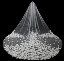 

Hot Sale High Quality One-Layer Lace Flowers Wedding Veils With Free Comb White Bridal Accessories 2020