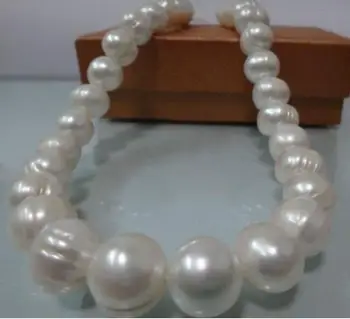 

Jewelry Free Shipping Huge Natural 12-14MM SOUTH SEA GENUINE WHITE BAROQUE PEARL NECKLACE 18"