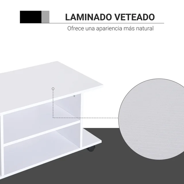 HOMCOM Mueble para Televisión Mesa para TV con Estantes y Ruedas con  Bloqueo Superficie de Melamina 40x40x80 cm Negro