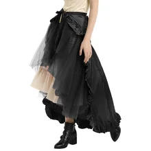 Стильные сетчатые Лоскутные Длинные юбки летние асимметричные вечерние юбки с высокой талией черные юбки женские плиссированные юбки Faldas