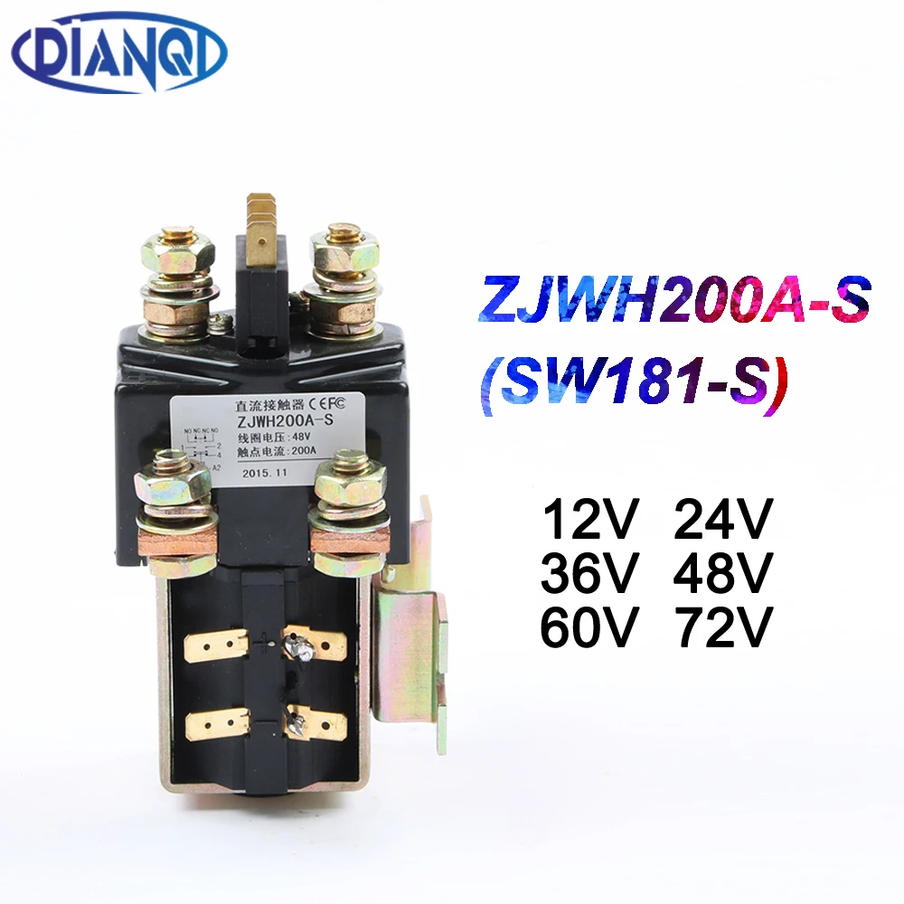 

SW181-S NO+NC 12V 24V 36V 48V 60V 72V 200A DC Contactor ZJWH200A-S forklift handling drawing grab wehicle car winch PUMP MOTOR