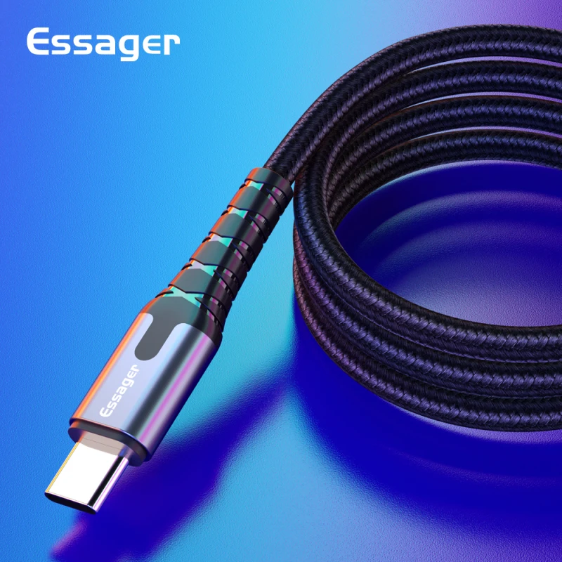 

Essager LED USB Type C Cable Fast Quick Charge Wire Cord USBC Cable for Xiaomi K20 Samsung Oneplus 7 Pro Mobile Phone Wire Cord
