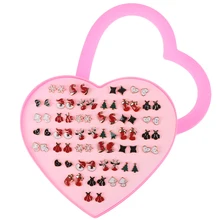 36 пар/кор. милые Мультяшные рождественские серьги, милые снежинки, лося, рождественские гвоздики дерево, серьги для девочек, ювелирные изделия для ушей, Прямая поставка