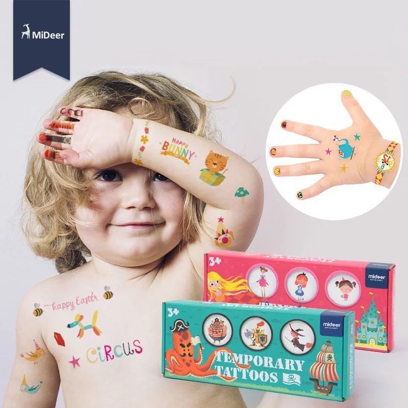 Kaufen Kinder Spielzeug Wasserdicht Temporäre Tattoo Nagel Aufkleber kit Kunst Handwerk Set Mädchen Spielzeug Für Kinder Mode MiDeer Geburtstag Party Spiel