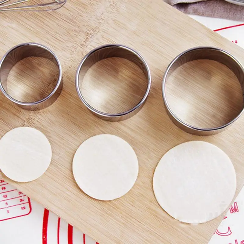 3pcs /Set Stainless Steel Round Dumplings Molds Cutter Maker Cookie Cake Pastry Wrapper Dough Cutting Accessories Kitchen Gadget | Дом и сад
