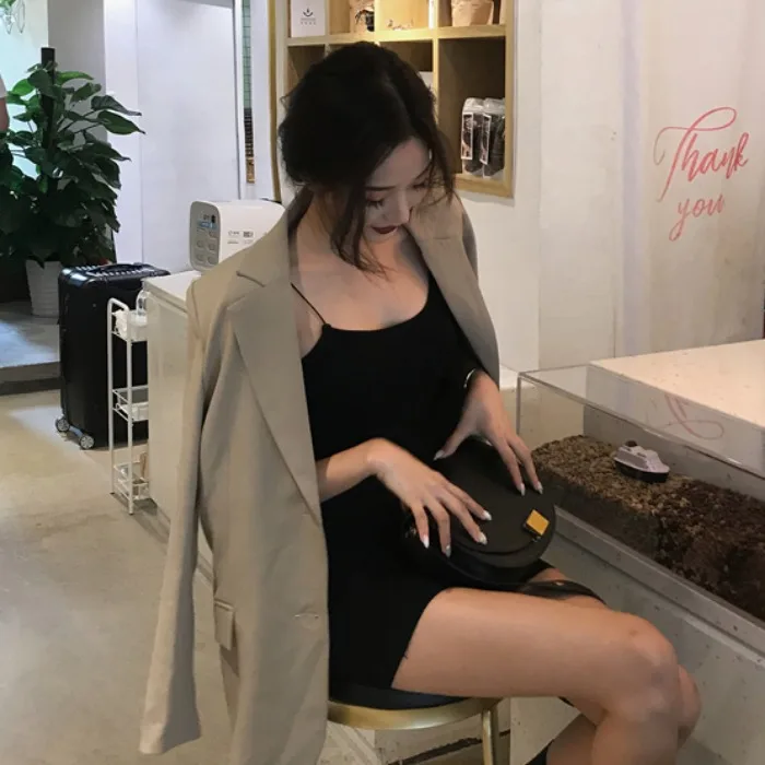 

2019 New Style Korean-style Elegant Simple Mid-length Small Suit Fashion Spring And Autumn WOMEN'S Dress New Style Loose-Fit Coa