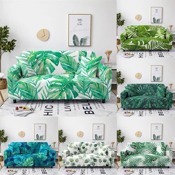 

Homesky Tropical Plants Elastic Sofa Cover All-Inclusive Leaves Universal Sofa Covers for Living Room Home Decor Couch Cover