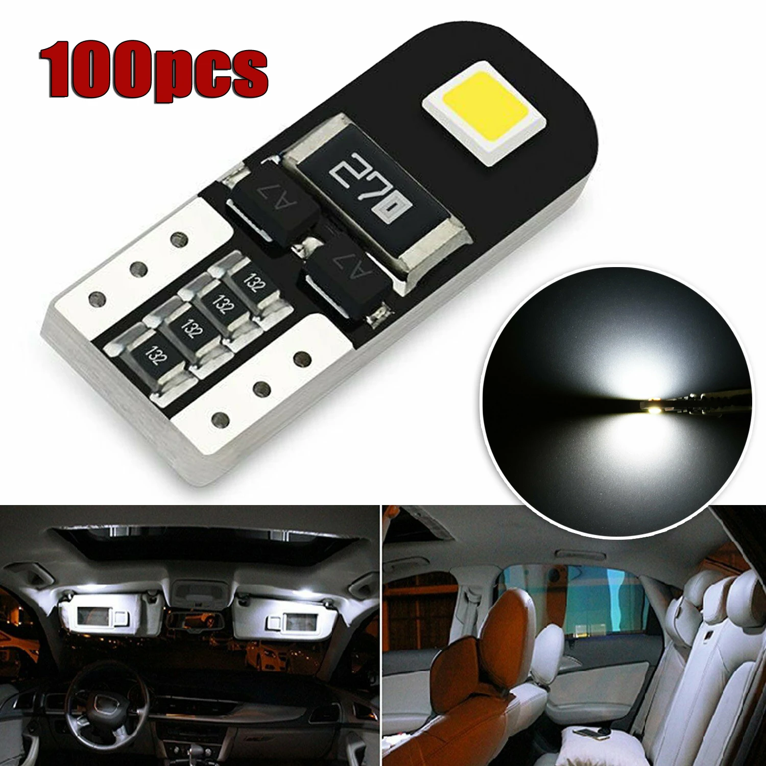 Супер белый T10 Клин 6SMD 5630 Светодиодный Светильник лампы W5W 2825 158 192 части комплект
