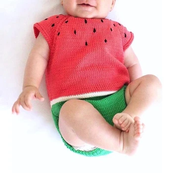 

Newborn Baby Watermelon Pattern Knit Romper