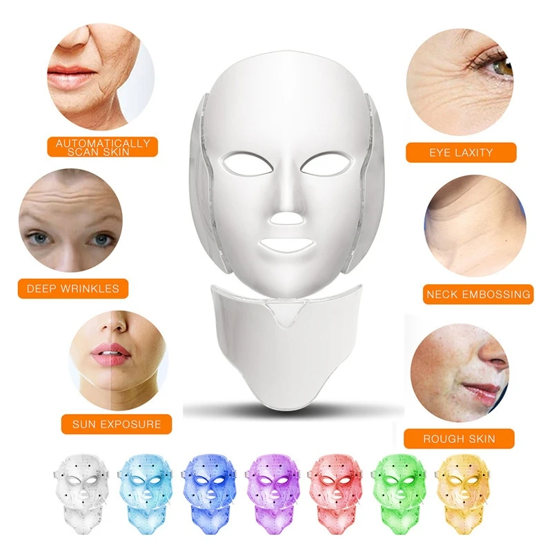 

Facial Mask Home Beauty Tools 7 Colors LED Light Mask Care Rejuvenation Wrinkle Acne Removal Mask Photon Therapy