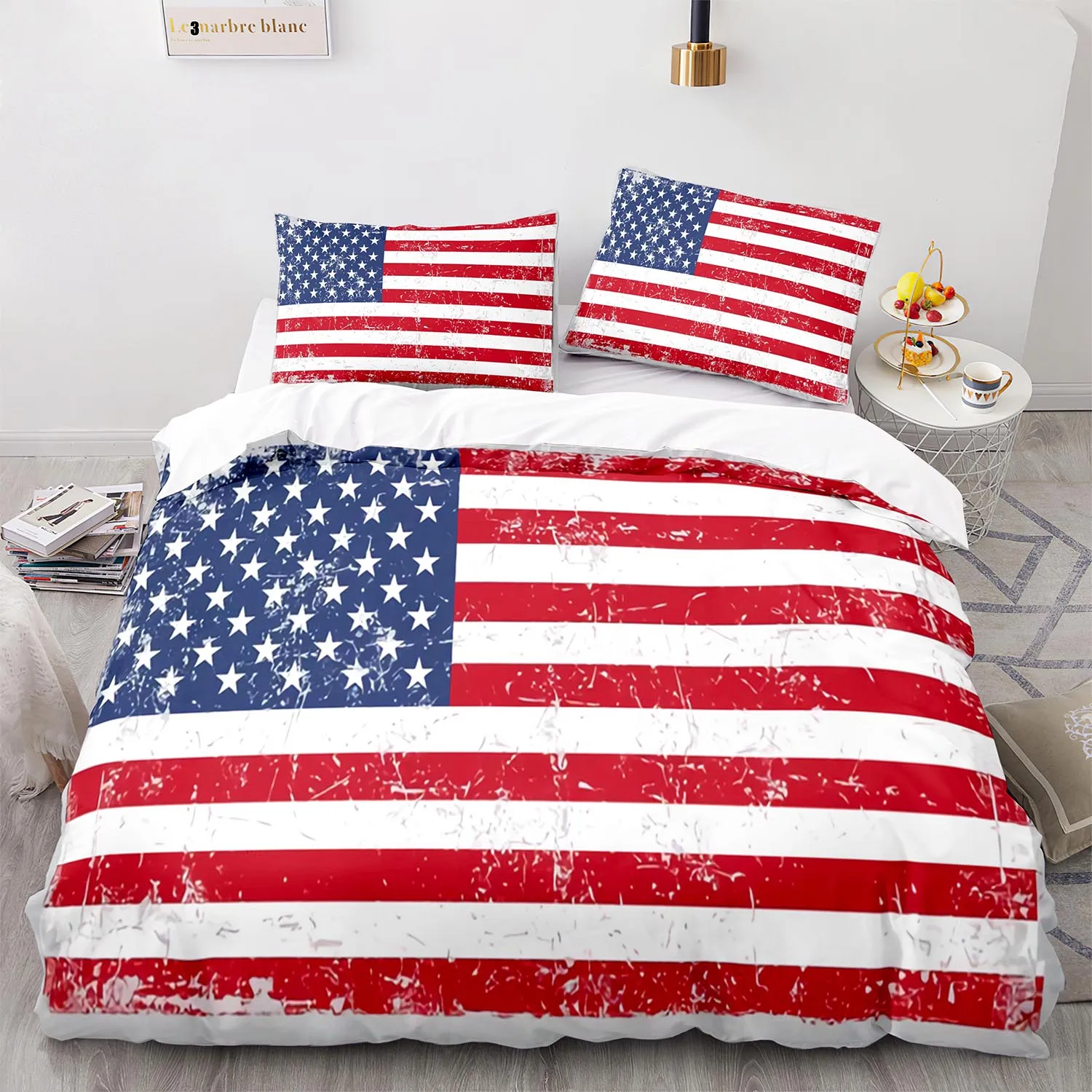 New USA Flag Bedding Set Single Twin Full Queen King Size United States Bed Sets American Aldult Kid Kawaii Duvetcover 02 | Дом и сад