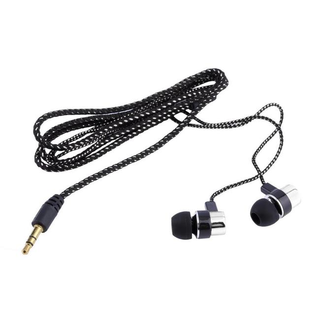 Stereo Woven Fiber Cloth Line Headset Device Metal Earphones Jack Wholesale