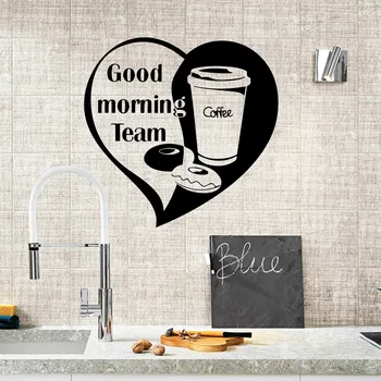

Creative good morning team coffe Home Decor Modern Acrylic Decoration Living Room Children Room Wall Decoration