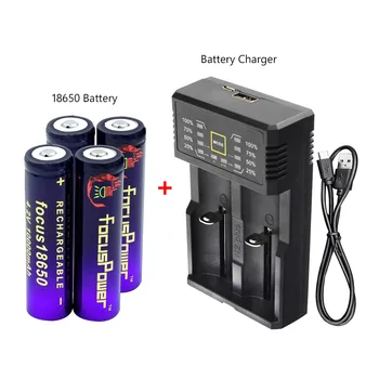 

4Pcs 18650 3.7V 10000mAh Rechargeable Li-ion Battery for Flashlight Torch 18650 Battery accumulator battery With 1pcs Charger