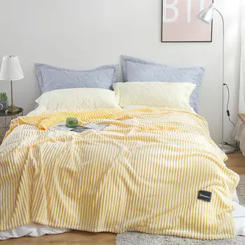 

Bonenjoy Flannel Blanket on Sofa Yellow Color Coral Fleece Bedspread Queen Size cubrecamas Warm Plaid on the Bed