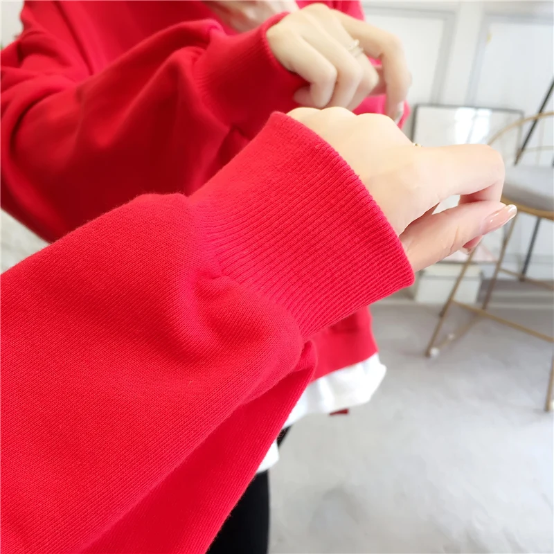 Плюс Размер Уличная sudaderas mujer негабаритных женская одежда толстовка kawaii Свободные ленты толстовки Флисовые женские F1065