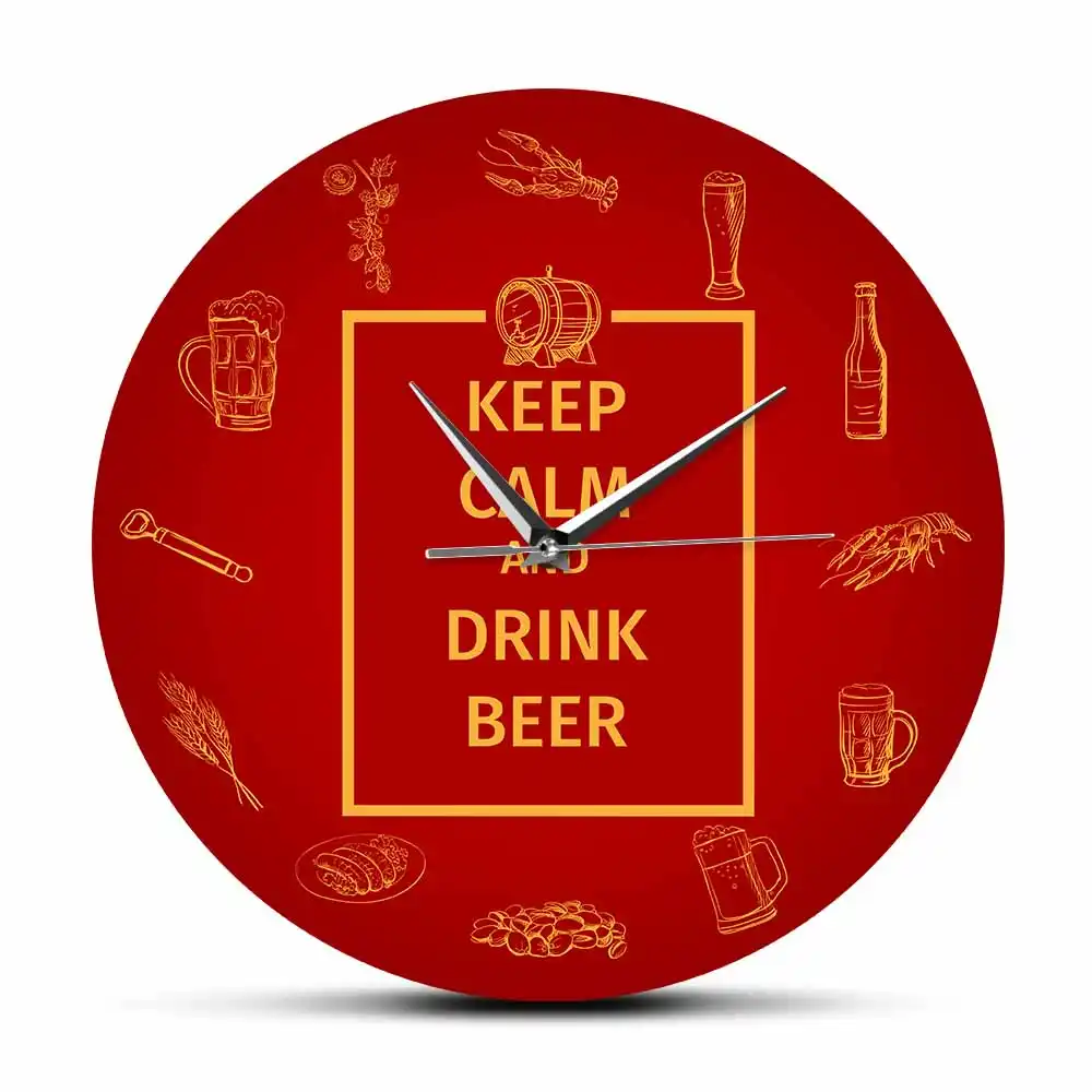 Keep Calm And Drink Beer Wine Wall Clock For Pubs Bars And Restaurants Silent Wall Watch Kitchen Art British Home Decor Clock Wall Clocks Aliexpress