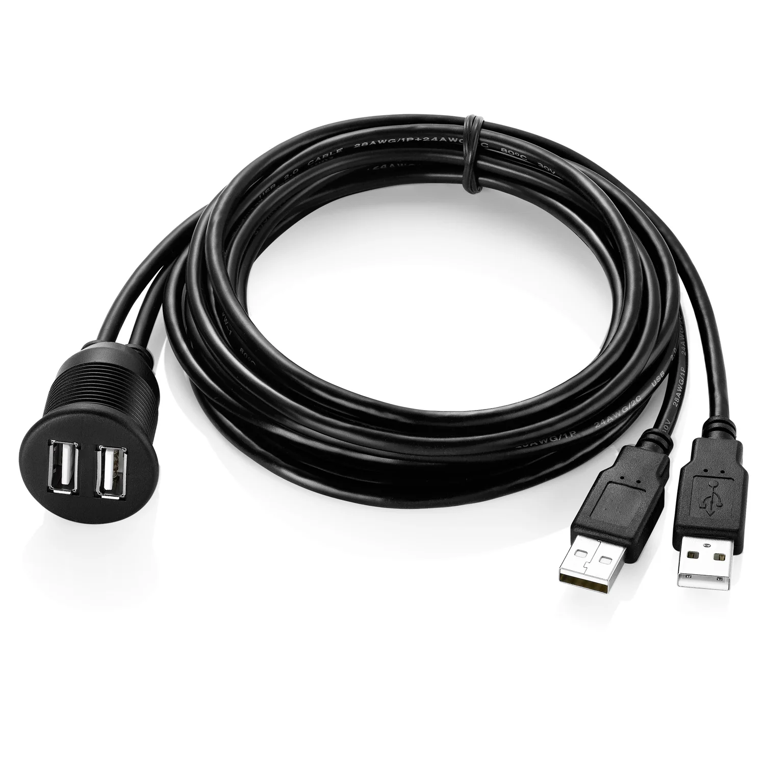 Удлинительный кабель Bochara с двумя USB портами 2 0 и для автомобилей грузовиков лодок