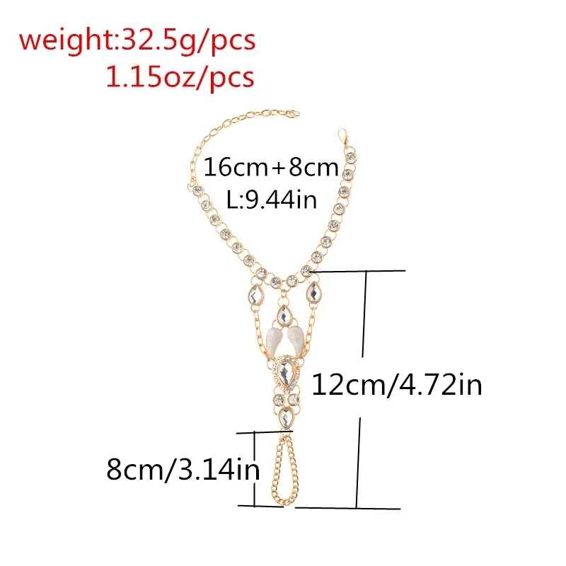 Fashion Chain Bracelets Drop Punk Silver gold color Women Metal Hand Harness Chain Beads Slave Finger Ring Boho Jewelry