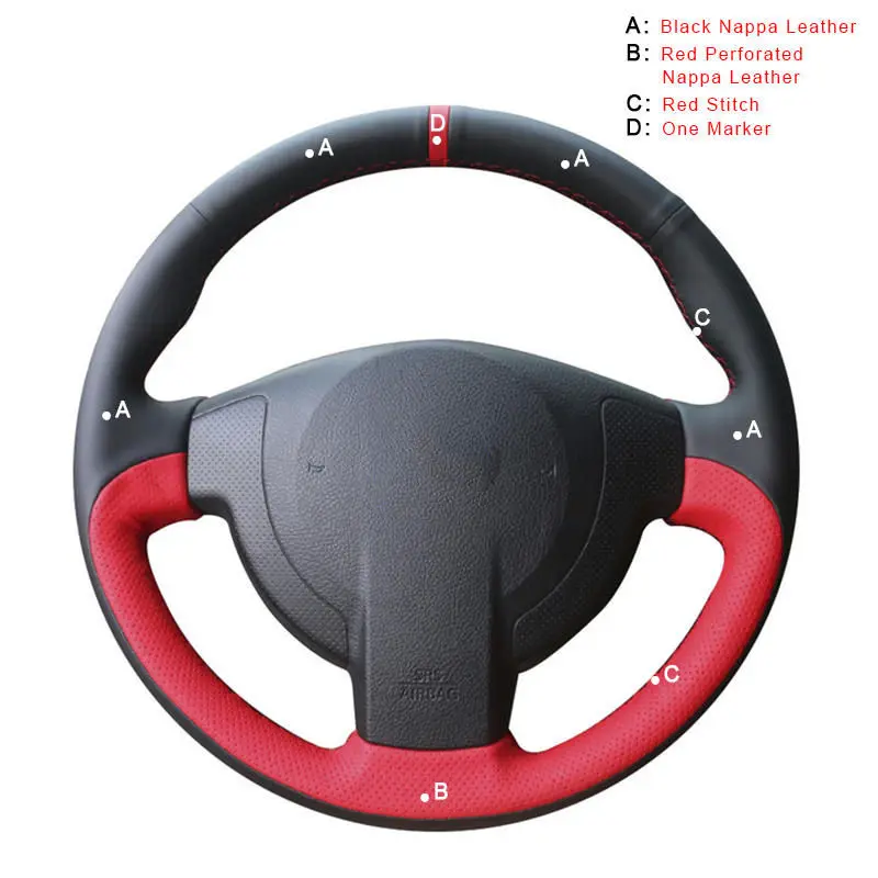 Nappa Leather Автомобильная оплетка на крышке рулевого колеса для Nissan Qashqai 2007-2013 Rogue 2008-2013 X-Trail 2008-2013 NV200 2010- авточехлы - Название цвета: Nappa Leather