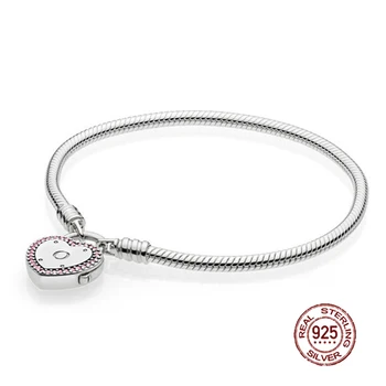 

NEW 2018 Valentine's Day Newest 100% 925 Sterling Silver Bracelet Heart shaped Charm Bead for Women of Fashion DIY Bangle